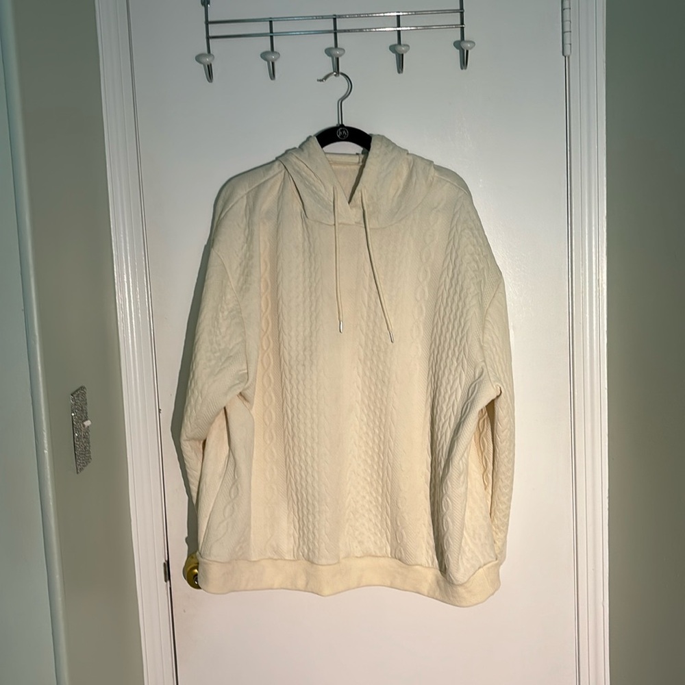 Cream colored plus size hoodie 5XL